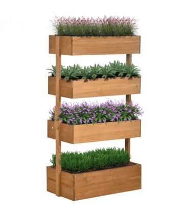 Outsunny Raised Garden Bed Wooden Plant Stand Orange