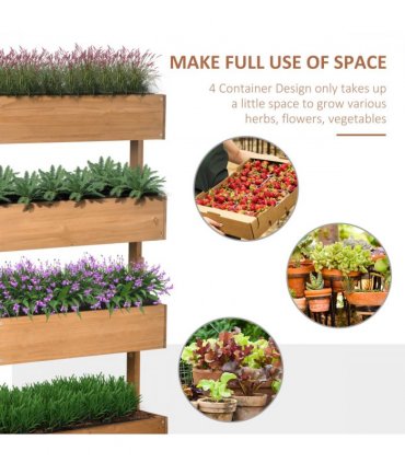 Outsunny Raised Garden Bed Wooden Plant Stand Orange