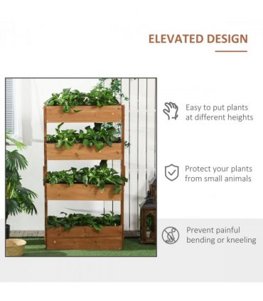 Outsunny Raised Garden Bed Wooden Plant Stand Orange