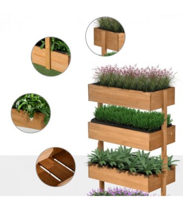 Outsunny Raised Garden Bed Wooden Plant Stand Orange