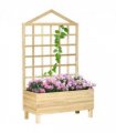 Wooden Garden Planters with Trellis Natural 90cm x 43cm x 150cm Fir Wood