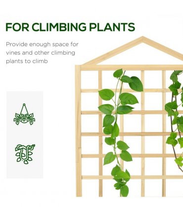 Wooden Garden Planters with Trellis Natural 90cm x 43cm x 150cm Fir Wood