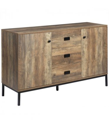 HOMCOM Industrial Sideboard, Storage Cabinet, Accent Cupboard Distressed Brown