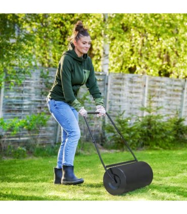 DURHAND Heavy Duty Garden Lawn Roller Push Tow Water Sand Filled 46L Equipment