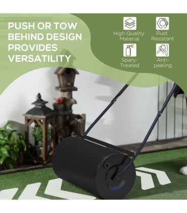 DURHAND Heavy Duty Garden Lawn Roller Push Tow Water Sand Filled 46L Equipment