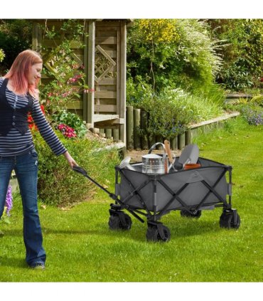 Outdoor Cart Folding Cargo Wagon Trailer Metal Green 108cm x 55cm x 89cm