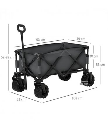 Outdoor Cart Folding Cargo Wagon Trailer Metal Green 108cm x 55cm x 89cm