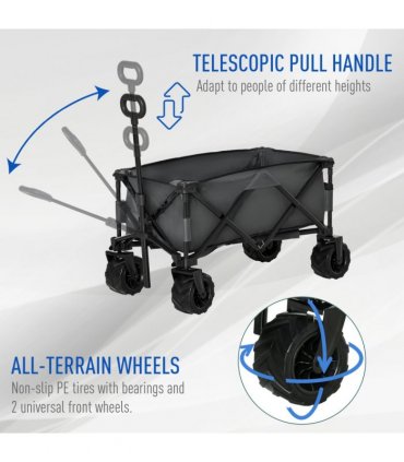 Outdoor Cart Folding Cargo Wagon Trailer Metal Green 108cm x 55cm x 89cm