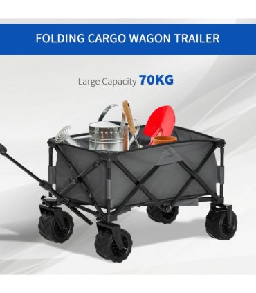 Outdoor Cart Folding Cargo Wagon Trailer Metal Green 108cm x 55cm x 89cm