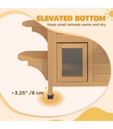 Wooden Cat House Natural Wood Finish 78cm x 55.5cm x 91cm Fir Wood