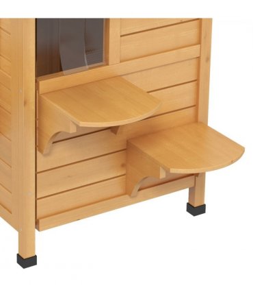 Wooden Cat House Natural Wood Finish 78cm x 55.5cm x 91cm Fir Wood