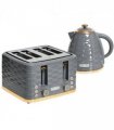 HOMCOM Kettle and Toaster Set 1.7L Rapid Boil Kettle & 4 Slice Toaster Grey