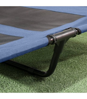 PawHut 122cm Elevated Dog Bed Cooling Raised Pet Cot UV Protection Canopy Blue