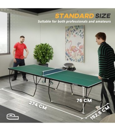 SPORTNOW 9FT Folding Table Tennis Table w/ 8 Wheels, for Indoors, Outdoors