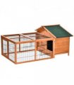 Wooden Rabbit Hutch Detachable Pet House with Openable Run & Roof