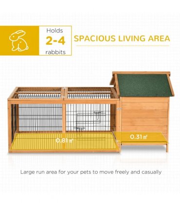 Wooden Rabbit Hutch Detachable Pet House with Openable Run & Roof