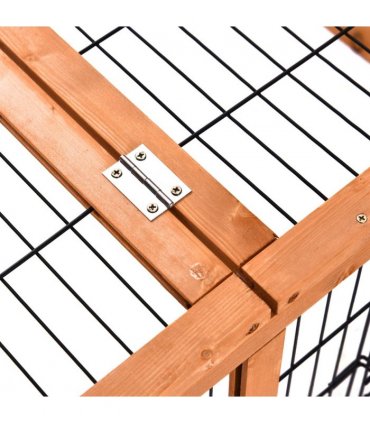Wooden Rabbit Hutch Detachable Pet House with Openable Run & Roof