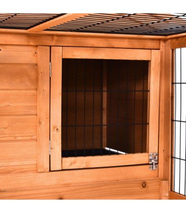 Wooden Rabbit Hutch Detachable Pet House with Openable Run & Roof