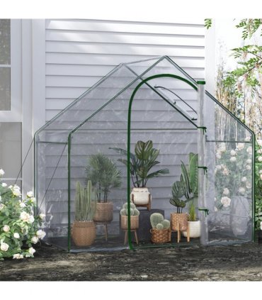 Outsunny Portable Walk-in PVC Greenhouse w/ Zipped Door for Flowers Plant