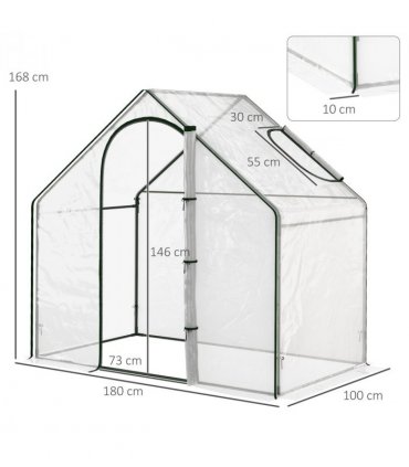 Outsunny Portable Walk-in PVC Greenhouse w/ Zipped Door for Flowers Plant