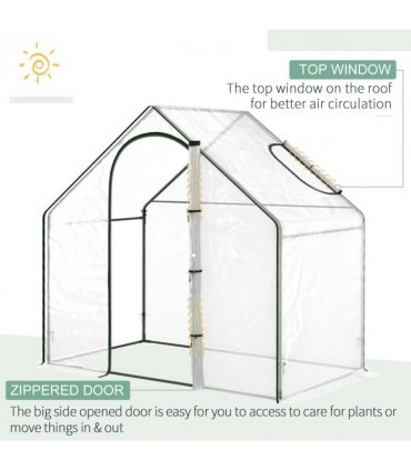 Outsunny Portable Walk-in PVC Greenhouse w/ Zipped Door for Flowers Plant