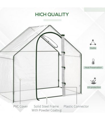 Outsunny Portable Walk-in PVC Greenhouse w/ Zipped Door for Flowers Plant