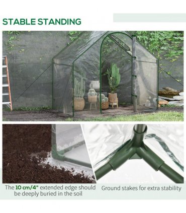 Outsunny Portable Walk-in PVC Greenhouse w/ Zipped Door for Flowers Plant