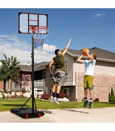 Kids Adjustable Basketball Hoop and Stand w/ Wheels, 1.8-2m, Steel, PC, Net