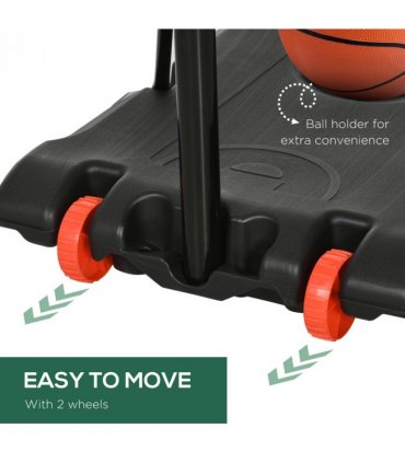 Kids Adjustable Basketball Hoop and Stand w/ Wheels, 1.8-2m, Steel, PC, Net