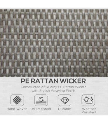 Garden Furniture Set with Sofa, Glass Table, Grey, Plastic Wicker, x 104H cm