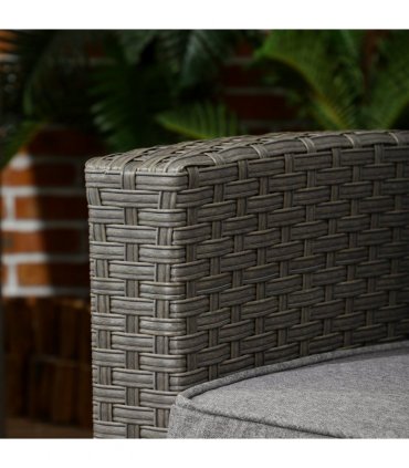 Garden Furniture Set with Sofa, Glass Table, Grey, Plastic Wicker, x 104H cm