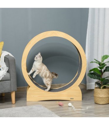 Cat Treadmill, Wooden Cat Running Wheel with Brake, Cat Exercise Wheel
