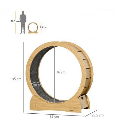 Cat Treadmill, Wooden Cat Running Wheel with Brake, Cat Exercise Wheel