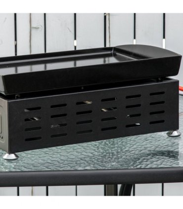 Outsunny Portable Gas Plancha BBQ Grill with 2 Stainless Steel Burner, 6kW
