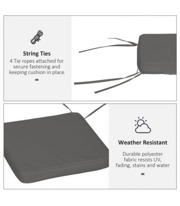 Chair Cushion Seat Pads Set of 6 Grey 42L x 42W x 5Dcm Outdoor Dining Garden