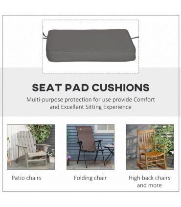 Chair Cushion Seat Pads Set of 6 Grey 42L x 42W x 5Dcm Outdoor Dining Garden