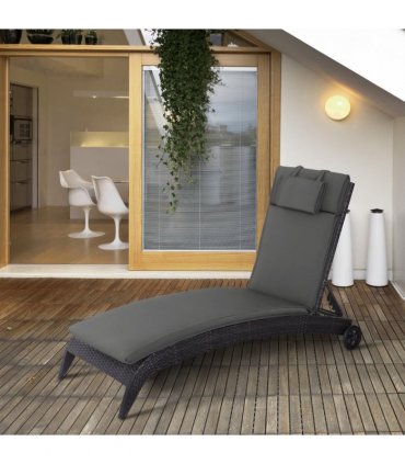 Garden Chair Cushion Grey Polyester 198Lx53Wx5T cm Outdoor Patio Furniture