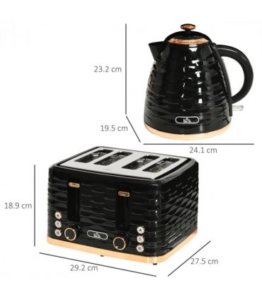 Kettle and Toaster Set: 1.7L Rapid Boil Kettle & 4 Slice Toaster Black
