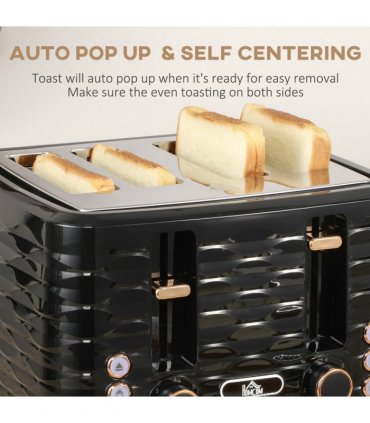 Kettle and Toaster Set: 1.7L Rapid Boil Kettle & 4 Slice Toaster Black