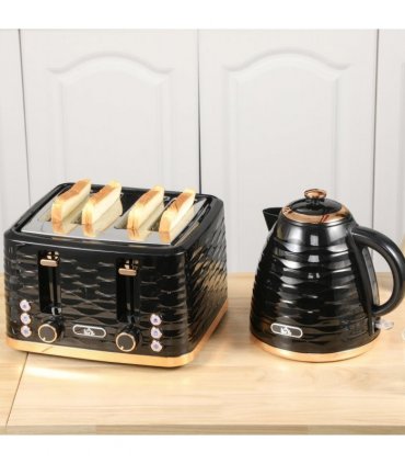 Kettle and Toaster Set: 1.7L Rapid Boil Kettle & 4 Slice Toaster Black