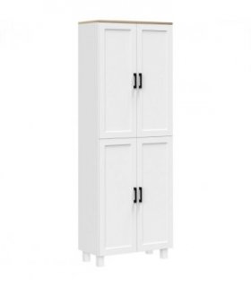 HOMCOM Modern Kitchen Cupboard Storage Cabinet with 4 Shelves, White