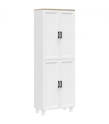 HOMCOM Modern Kitchen Cupboard Storage Cabinet with 4 Shelves, White