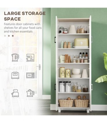 HOMCOM Modern Kitchen Cupboard Storage Cabinet with 4 Shelves, White