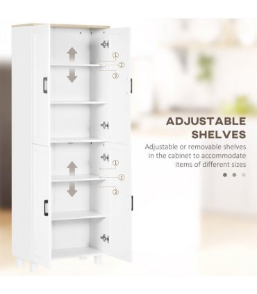 HOMCOM Modern Kitchen Cupboard Storage Cabinet with 4 Shelves, White