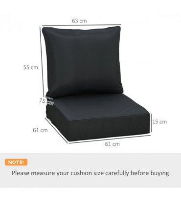 Outsunny Outdoor Seat and Back Cushion Set, Deep Seating Chair Cushion, Black