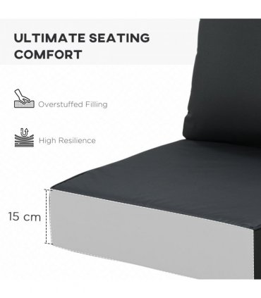 Outsunny Outdoor Seat and Back Cushion Set, Deep Seating Chair Cushion, Black
