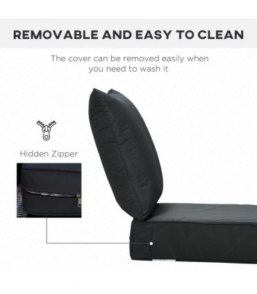 Outsunny Outdoor Seat and Back Cushion Set, Deep Seating Chair Cushion, Black
