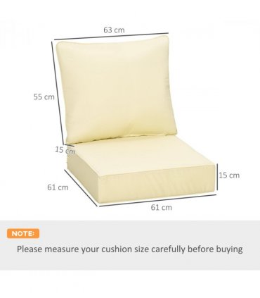 Outdoor Seat and Back Cushion Set, Beige, OLEFIN, 61cm x 61cm x 15cm