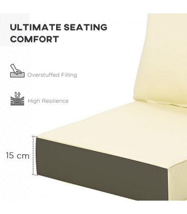Outdoor Seat and Back Cushion Set, Beige, OLEFIN, 61cm x 61cm x 15cm
