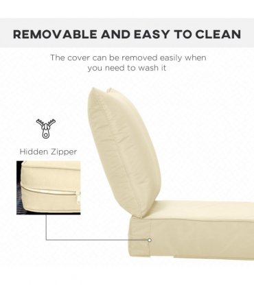 Outdoor Seat and Back Cushion Set, Beige, OLEFIN, 61cm x 61cm x 15cm